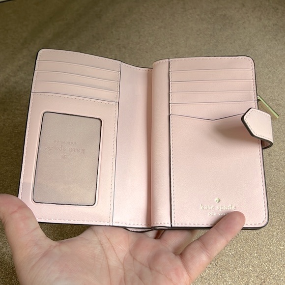 NWT Kate Spade Staci Medium Compact Bifold Wallet (Chalk Pink) - Picture 5 of 9